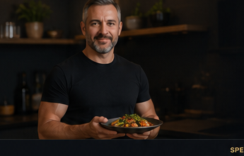 Sergii Kolpakov with healthy meal